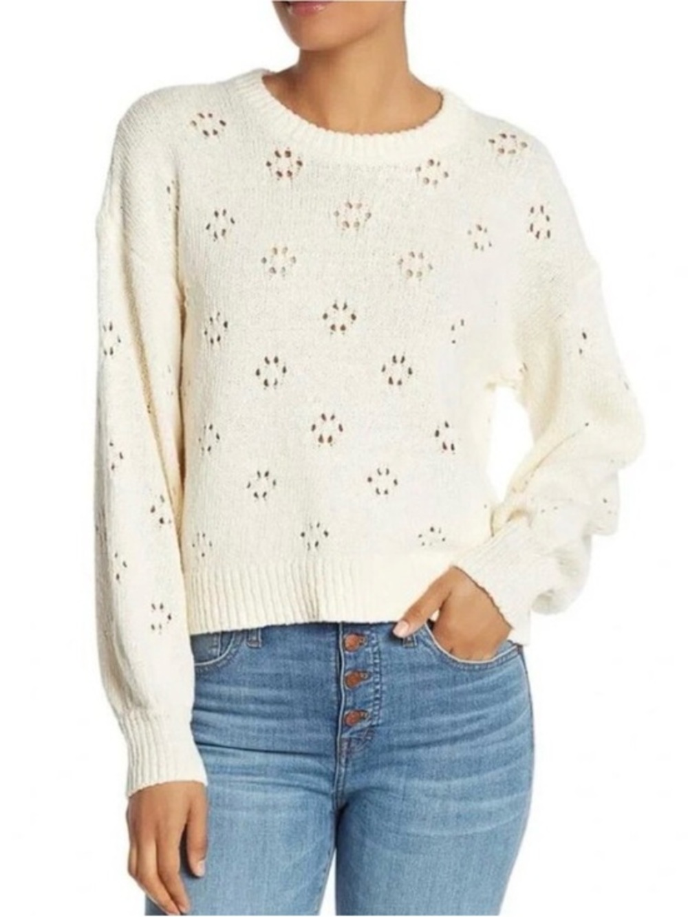 Madewell Floral Pointelle Pullover Sweater Sz XXSmall